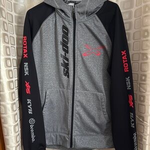 Ski-Doo Gray and Black Zip-Up Hoodie